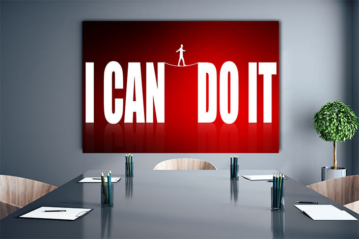 WEB004 0027 ML 0028 32273022 man walking on rope with i can do it word AOAY6081