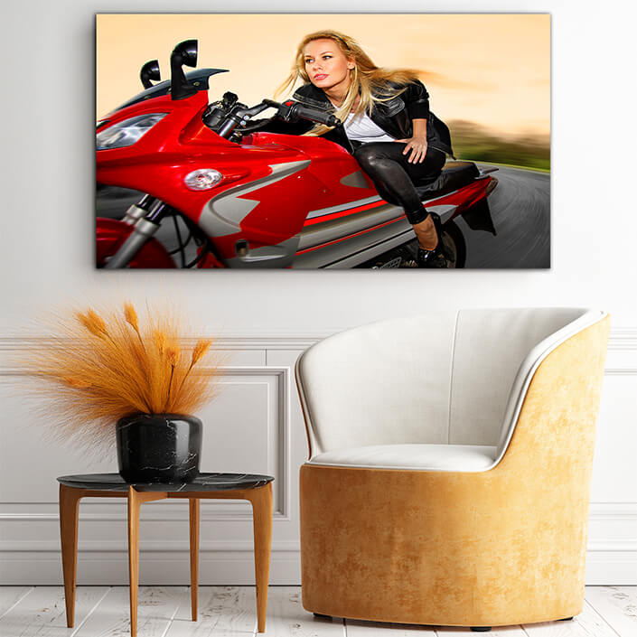 WEB004 0048 MP 0050 5258810 one blonde on a motorcycle AOAY5135