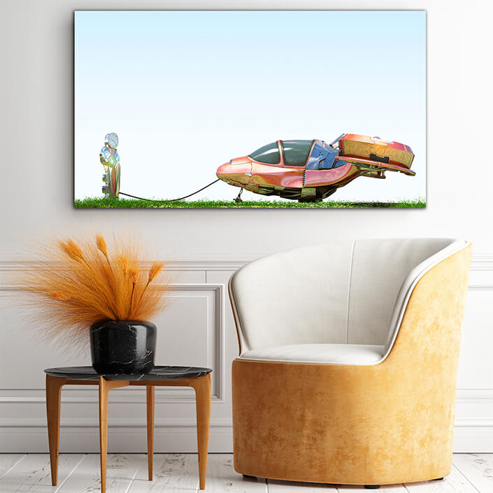 WEB004 0053 MP 0045 5558324 futuristic flying car at gas station AOAY6186