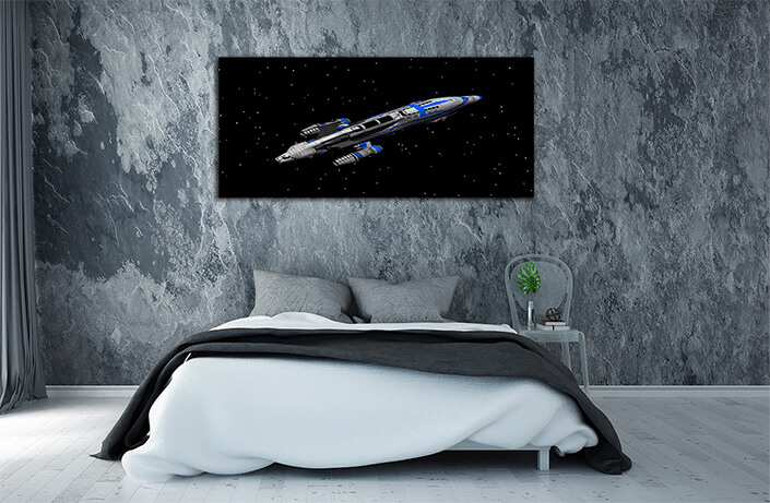 WEB005 0015 ML 0019 34192896 the futuristic spaceship hovers in space AOAY5182