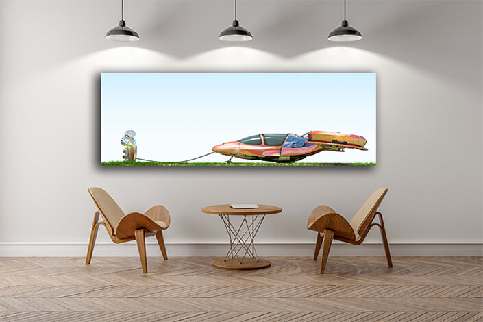 WEB005 0053 MP 0045 5558324 futuristic flying car at gas station AOAY6186