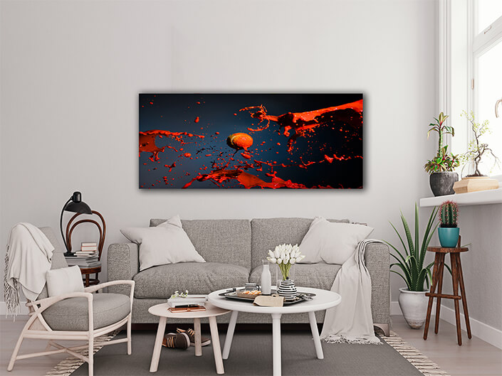 WEB006 0007 ML 0028 41214216 red paint splash and tennis ball on blue background AOAY5715