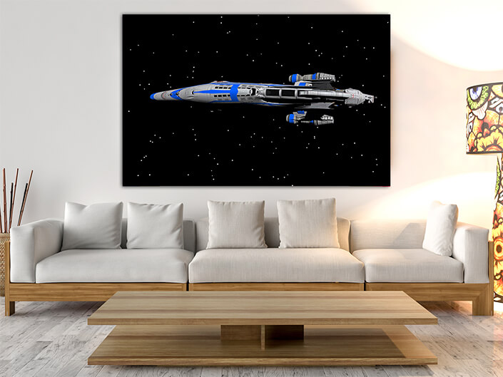 WEB006 0016 ML 0018 34192920 futuristic spaceship hovers in space (1) AOAY5183