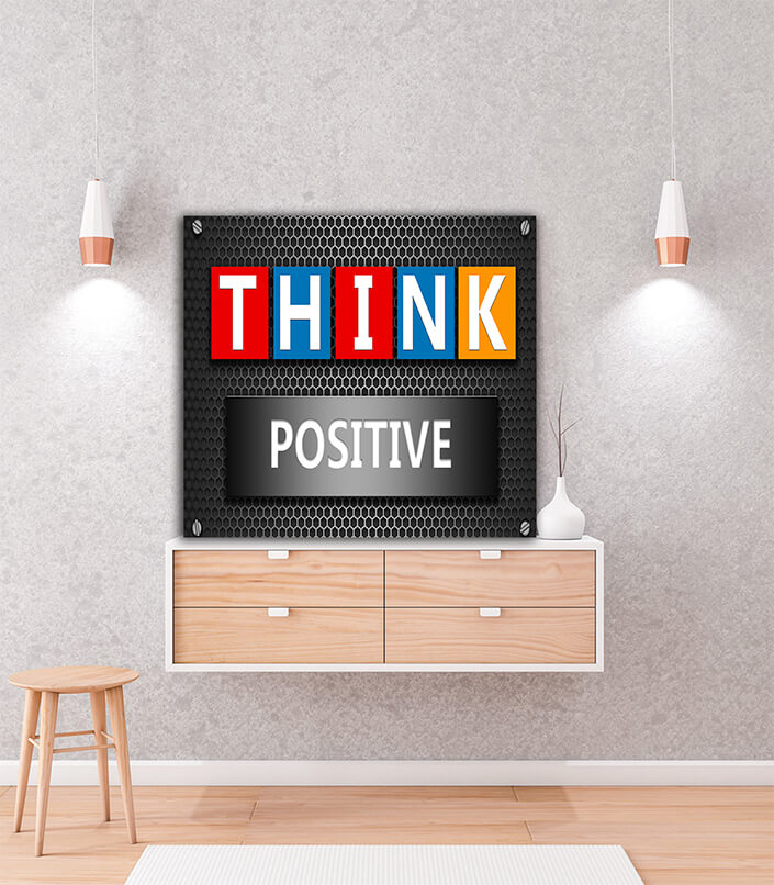 WEB006 0021 ML 0004 32299454 think positive concept on mesh hexagon background AOAY6103