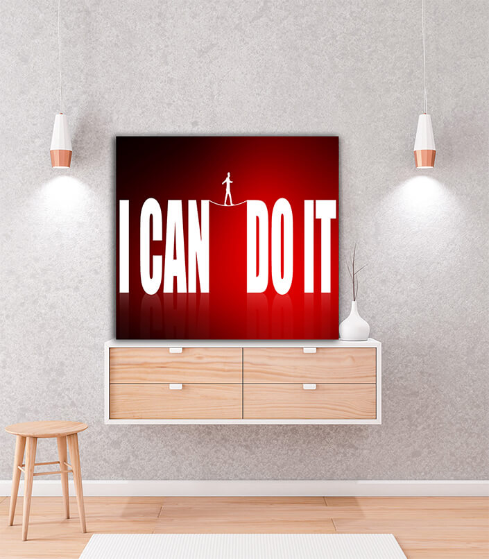 WEB006 0027 ML 0028 32273022 man walking on rope with i can do it word AOAY6081