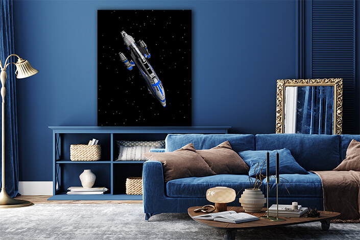 WEB007 0009 ML 0019 34192896 the futuristic spaceship hovers in space AOAY5182