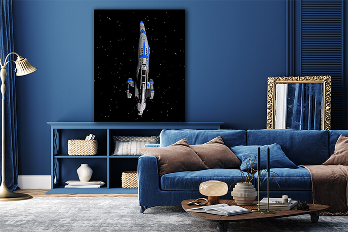 WEB007 0010 ML 0018 34192920 futuristic spaceship hovers in space (1) AOAY5183