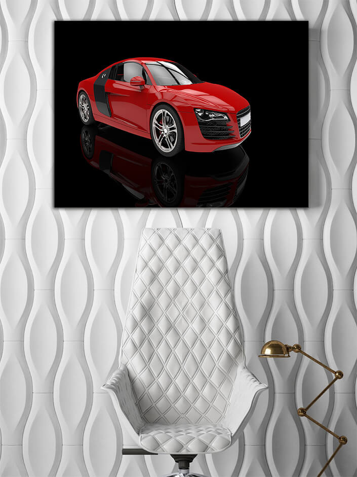 WEB007 0026 MP 0010 19986610 red modern fast car on black background AOAY5156