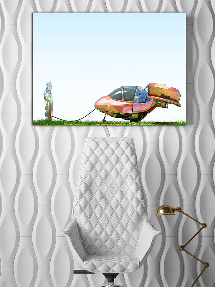 WEB007 0051 MP 0045 5558324 futuristic flying car at gas station AOAY6186