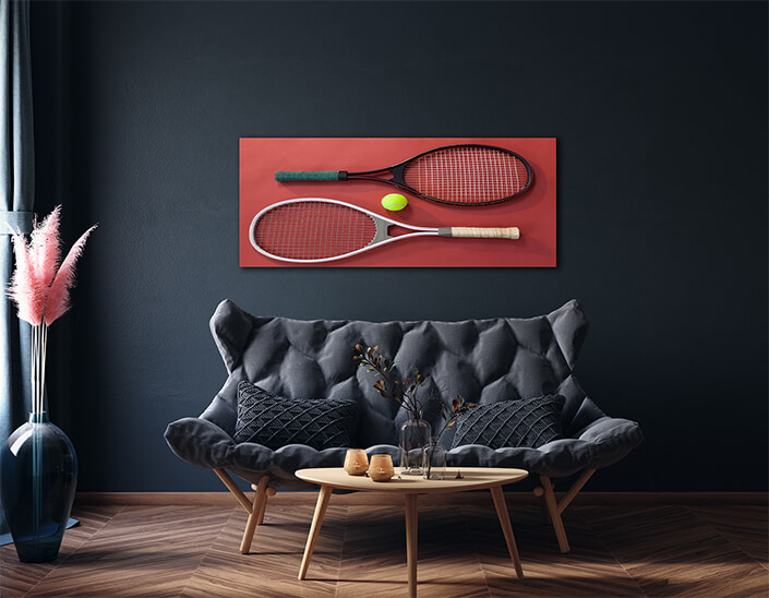 WEB007 0073 ML 0042 29579010 high angle view of ball amidst tennis rackets AOAY5705