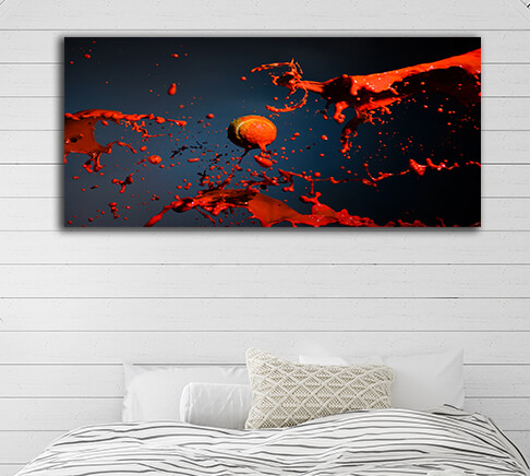 WEB008 0008 ML 0028 41214216 red paint splash and tennis ball on blue background AOAY5715