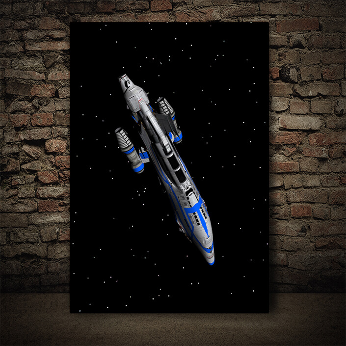 WEB008 0011 ML 0019 34192896 the futuristic spaceship hovers in space AOAY5182