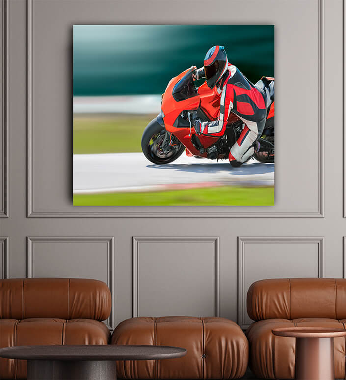 WEB002 0000 ML 0022 36731064 motorcycle leaning into a fast corner on race track AOAY6143