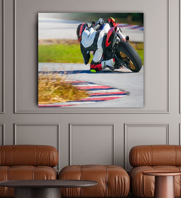 WEB002 0003 ML 0019 36731406 motorcycle leaning into a fast corner on race track AOAY6145