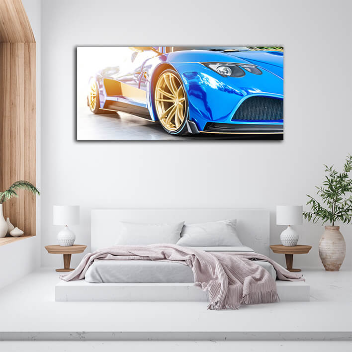 WEB002 0005 WEB001 0034 46104788 font of a blue sport luxury car in sunset AOAY5292