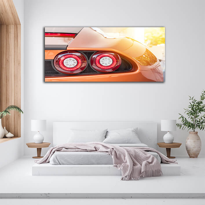 WEB002 0008 WEB001 0031 46105594 back of an orange sport luxury car in sunset AOAY5299