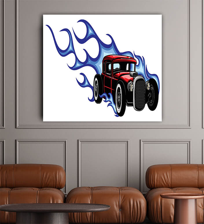 WEB002 0009 ML 0013 39605974 car muscle old 70s vector illustration with flames AOAY5867