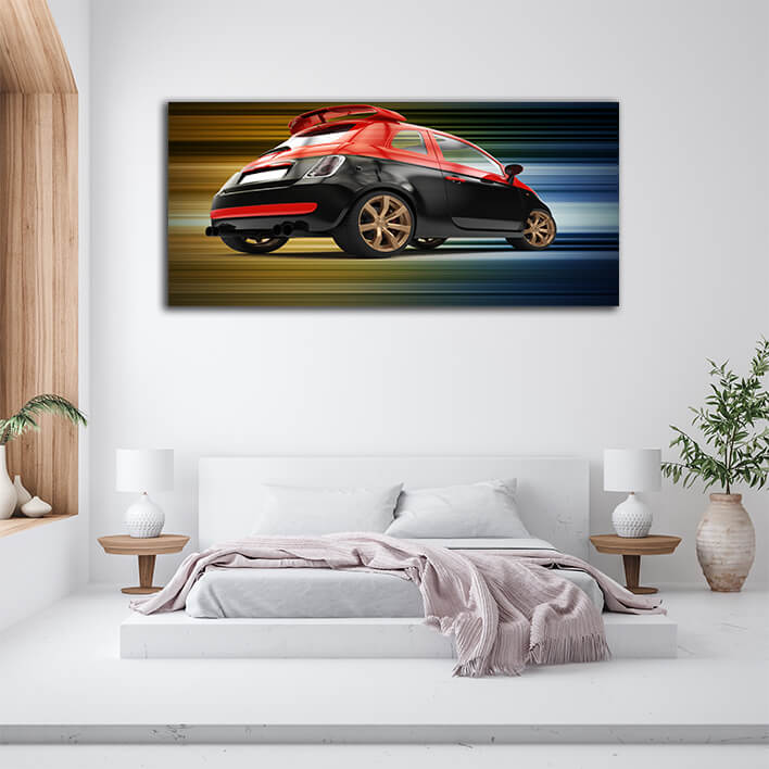 WEB002 0013 WEB001 0026 46106012 back of a generic red and black city car AOAY5306