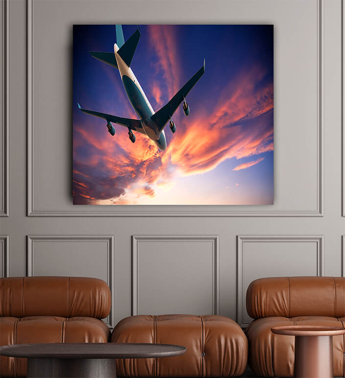 WEB002 0014 ML 0008 46061266 airplane flying in a cloudy sunset AOAY5275