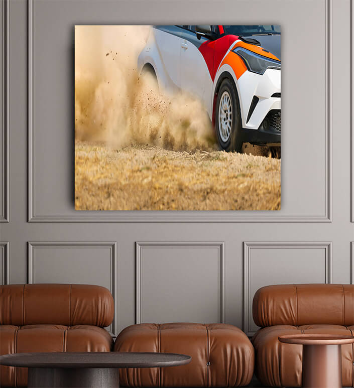 WEB002 0017 ML 0005 46606006 rally race car drifting in curve on dirt track AOAY6167