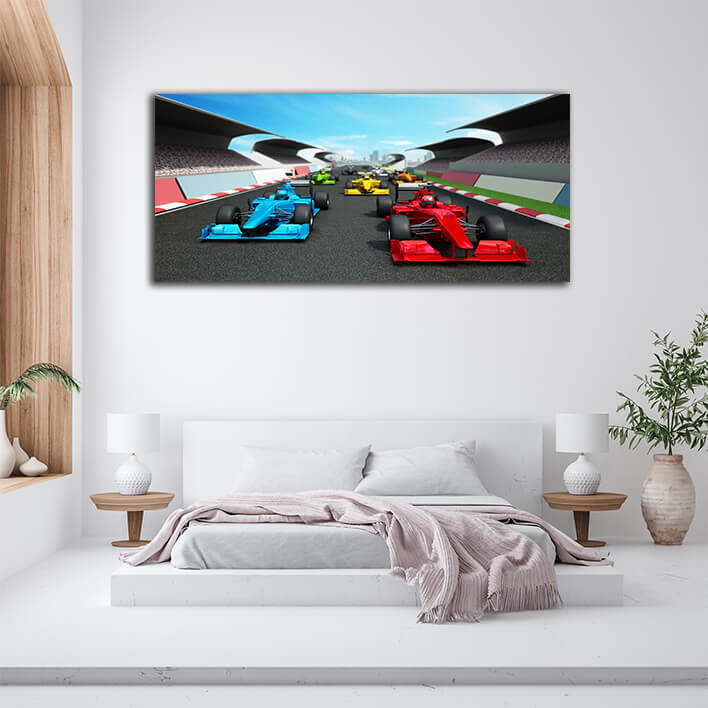 WEB002_0025_WEB001_0014_47247746_brandless racing cars on the race track 3d illustration AOAY5191