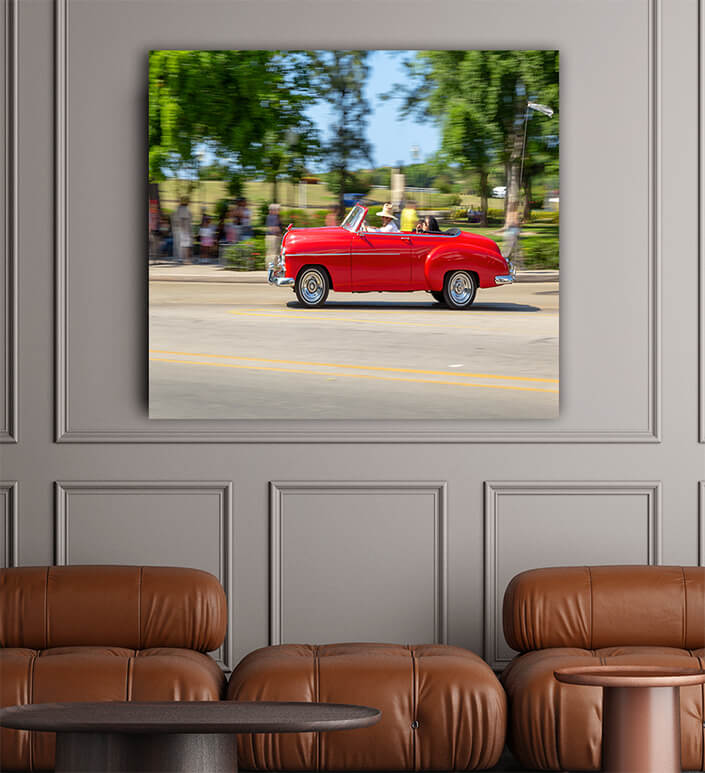 WEB002 0044 ML 0033 32444656 havana Cuba circa 2017 panning on an American red classic AOAY6218