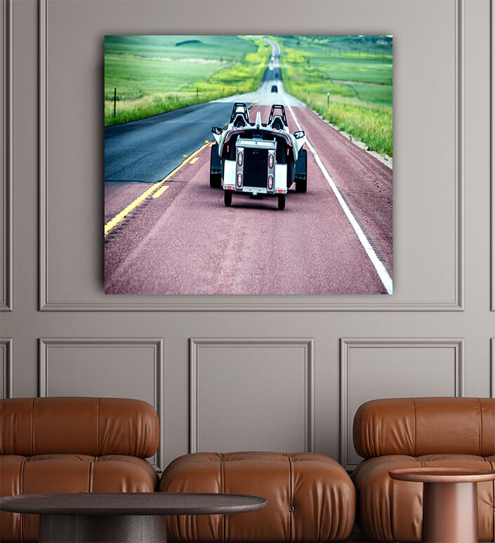 WEB002 0045 ML 0032 32729410 ultra modern two seats sport car speeding up along a very long road AOAY6297