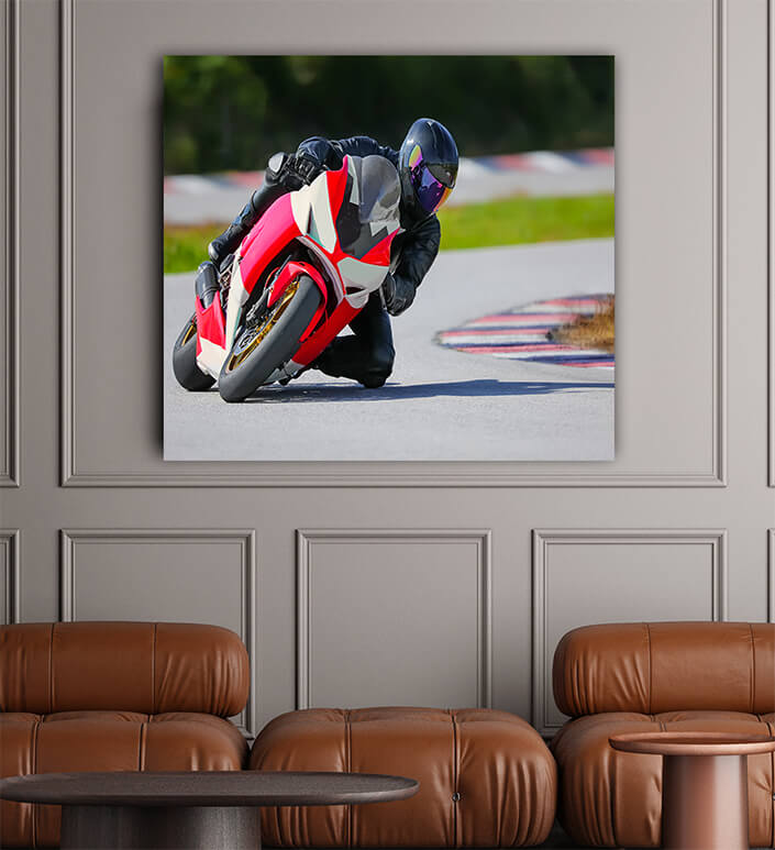 WEB002 0052 ML 0025 36379164 motorcycle leaning into a fast corner on race track AOAY5844