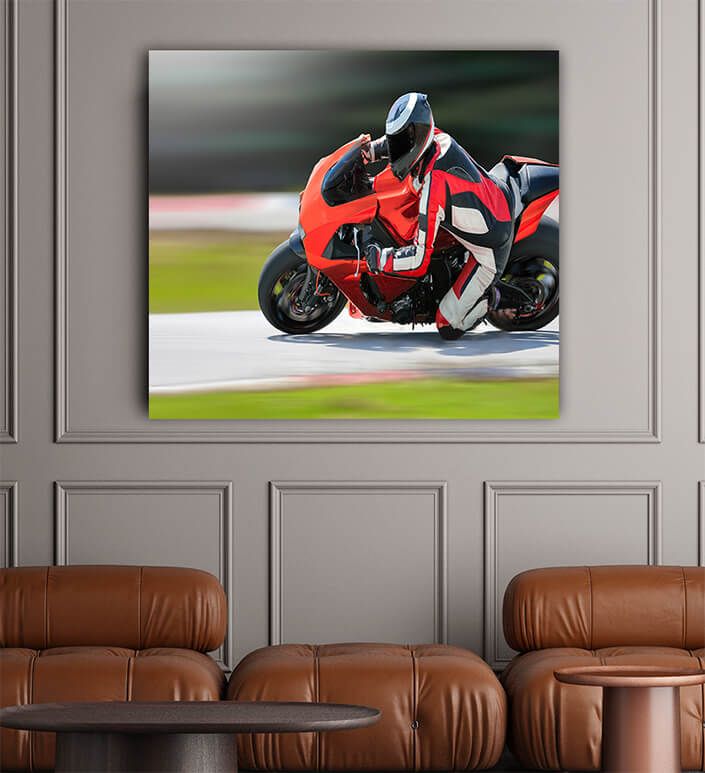 WEB002 0054 ML 0023 36731046 motorcycle leaning into a fast corner on race track AOAY6142