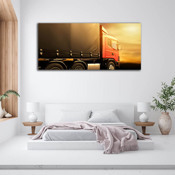 WEB002 0069 WEB001 0042 46062662 red truck at sunset AOAY5280