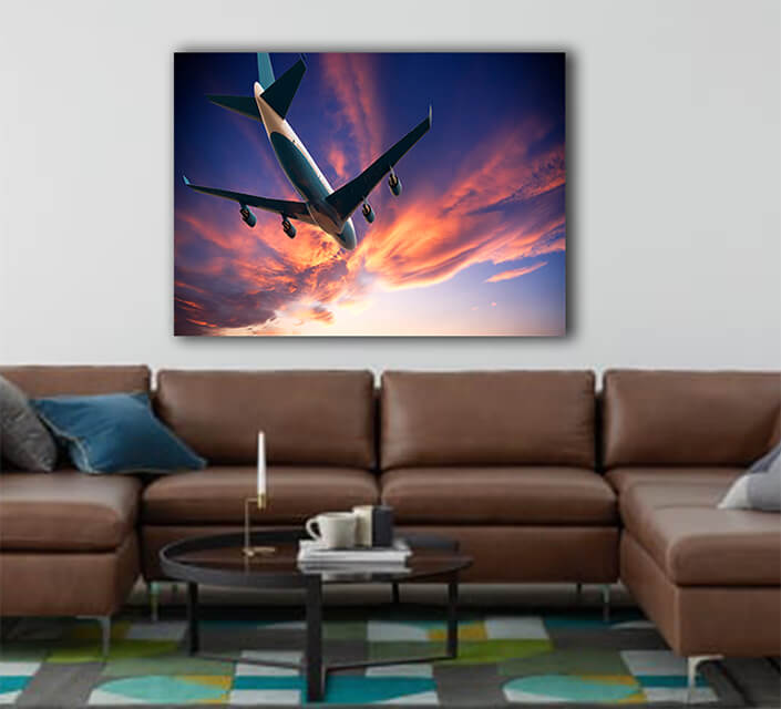 WEB003 0009 ML 0008 46061266 airplane flying in a cloudy sunset AOAY5275