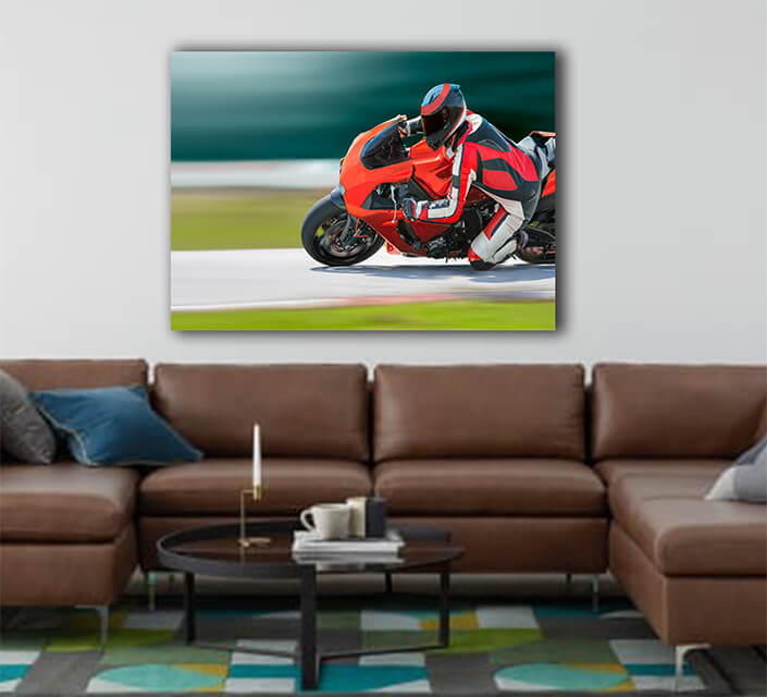 WEB003 0051 ML 0022 36731064 motorcycle leaning into a fast corner on race track AOAY6143