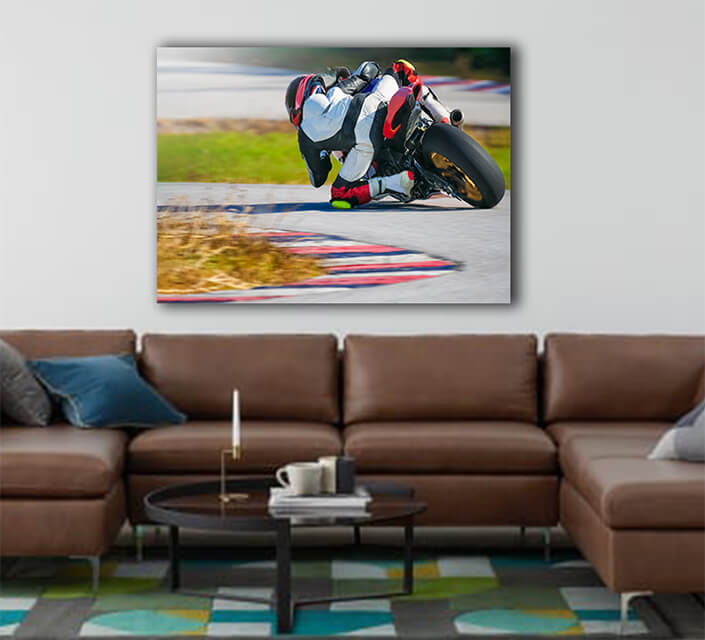 WEB003 0054 ML 0019 36731406 motorcycle leaning into a fast corner on race track AOAY6145