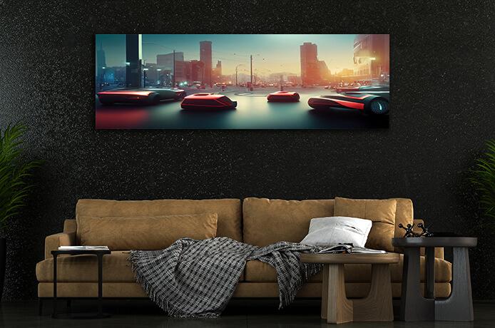 WEB004 0036 WEB001 0003 48718682 red futuristic delivery cars in future city AOAY5195