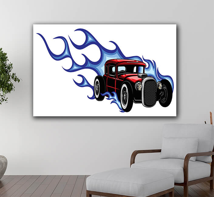 WEB005 0004 ML 0013 39605974 car muscle old 70s vector illustration with flames AOAY5867
