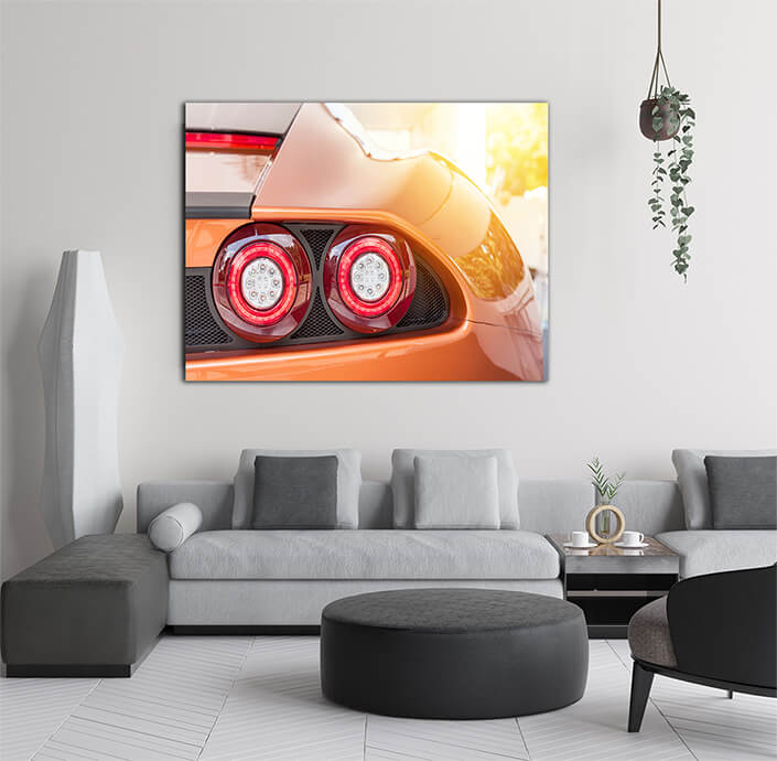 WEB005 0010 WEB001 0031 46105594 back of an orange sport luxury car in sunset AOAY5299