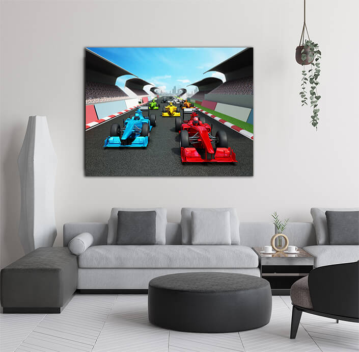 WEB005_0027_WEB001_0014_47247746_brandless racing cars on the race track 3d illustration AOAY5191
