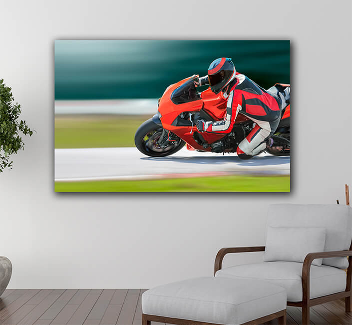 WEB005 0051 ML 0022 36731064 motorcycle leaning into a fast corner on race track AOAY6143