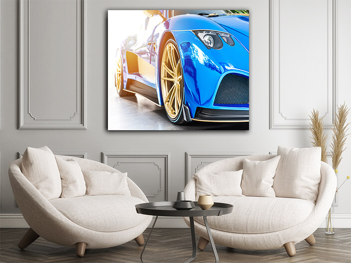 WEB006 0007 WEB001 0034 46104788 font of a blue sport luxury car in sunset AOAY5292