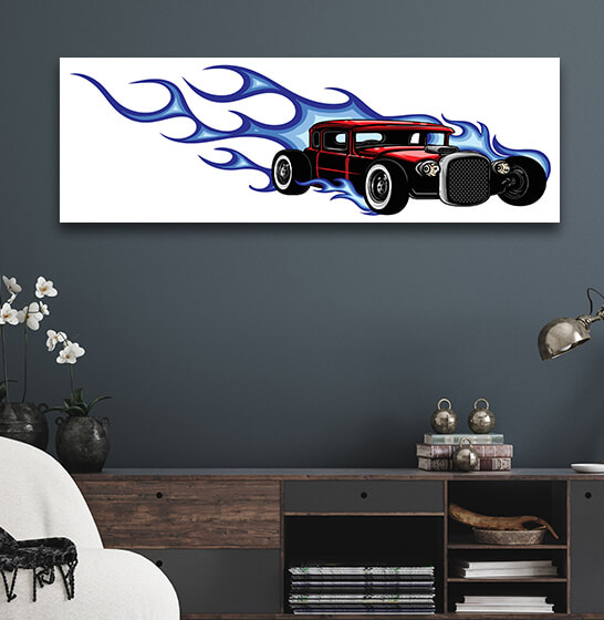 WEB006 0008 ML 0013 39605974 car muscle old 70s vector illustration with flames AOAY5867