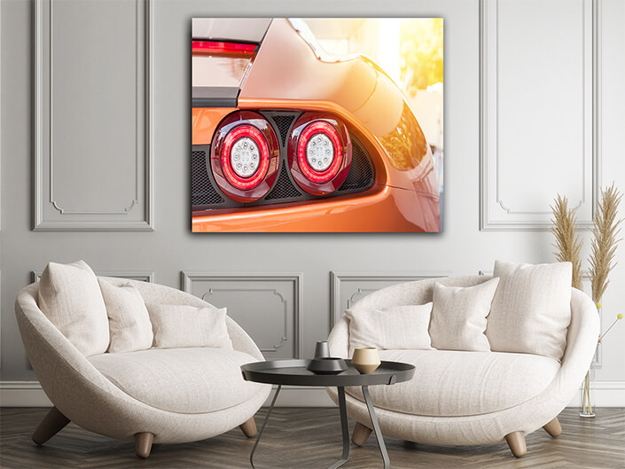 WEB006 0010 WEB001 0031 46105594 back of an orange sport luxury car in sunset AOAY5299