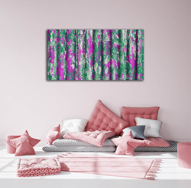 WEB006 0018 MP 0006 37588424 colorful motley green and pink peeled off paint layers on corrugated zinc coated steel AOAY6732