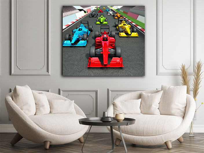 WEB006 0029 WEB001 0012 47247872 racing cars on the race track 3d illustration AOAY5193