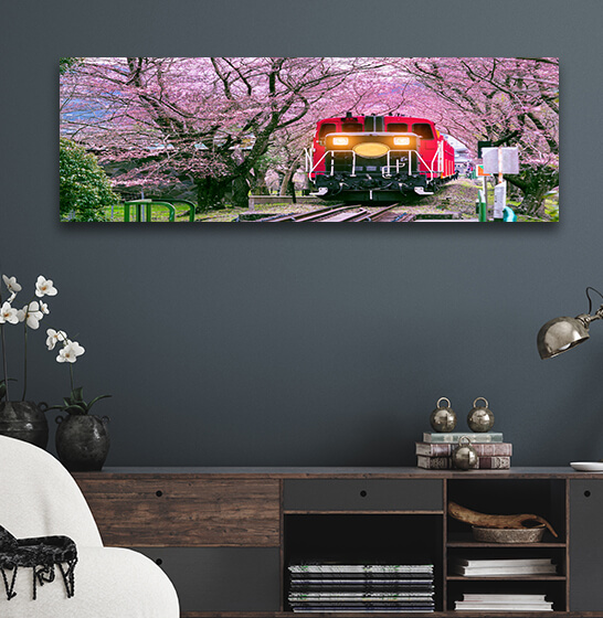 WEB006 0043 ML 0034 30238786 romantic train runs through tunnel of cherry blossoms in kyoto japan AOAY6464