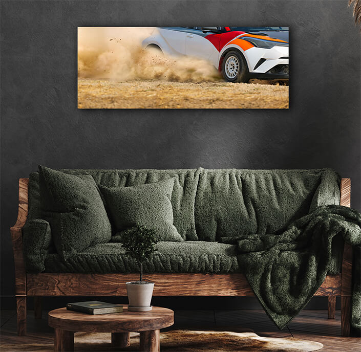 WEB007 0014 ML 0005 46606006 rally race car drifting in curve on dirt track AOAY6167