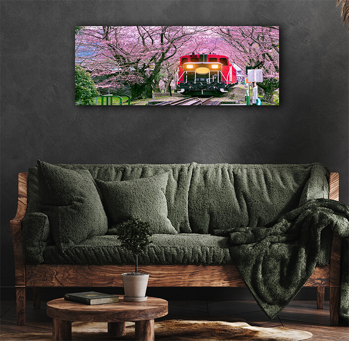 WEB007 0041 ML 0034 30238786 romantic train runs through tunnel of cherry blossoms in kyoto japan AOAY6464