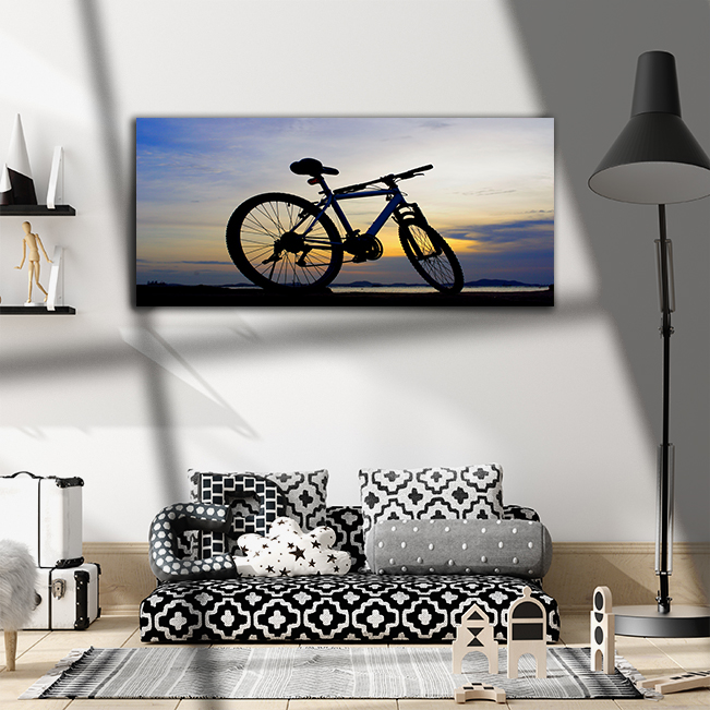 WEB002 0030 ML 0020 14253418 silhouette of mountain bike with sunset sky and island AOAY7084