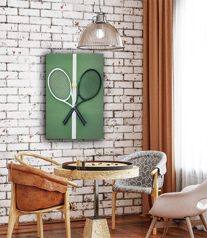 WEB002 0049 MP 0031 47442724 two tennis rackets and a ball on an empty court AOAY5721