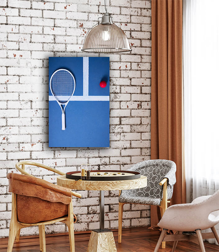 WEB002 0051 MP 0029 47582276 just go out there and do what you have to do a tennis ball and racket on a blue AOAY5723