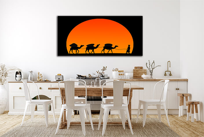 WEB003_0010_ML_0004_32220612_camel caravan silhouette against sunset on the desert AOAY7072